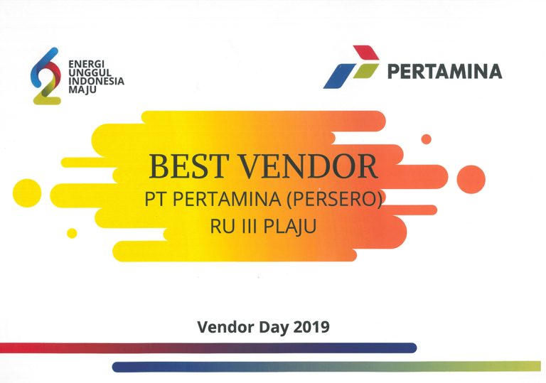 The Best Company Partner Award from PT Pertamina RU III Plaju 2019